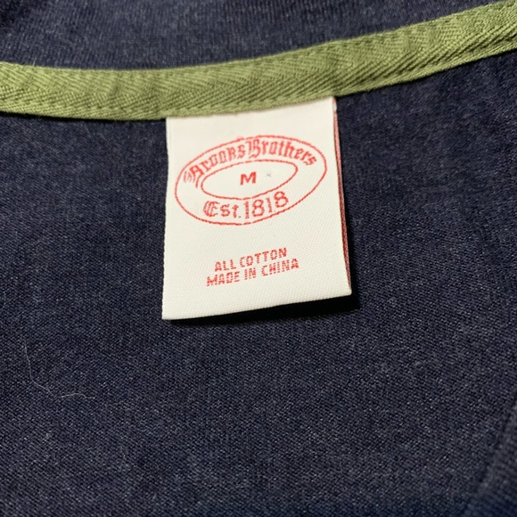 Brooks Brothers Men's Navy, Long Sleeve V-Neck, Logo Embroidered Size M - Picture 3 of 5
